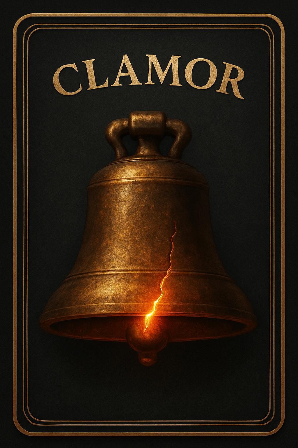 The Clamor card back — a cracked bronze bell